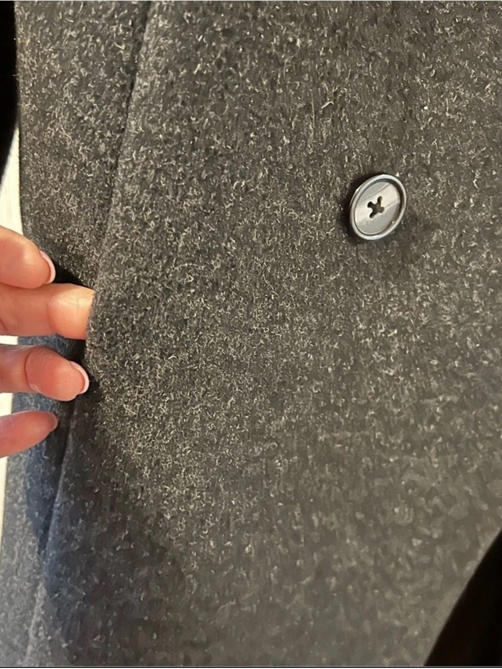 Long Wool Double-Breasted Women's Coat in Dark Gray - Picture 8 of 11